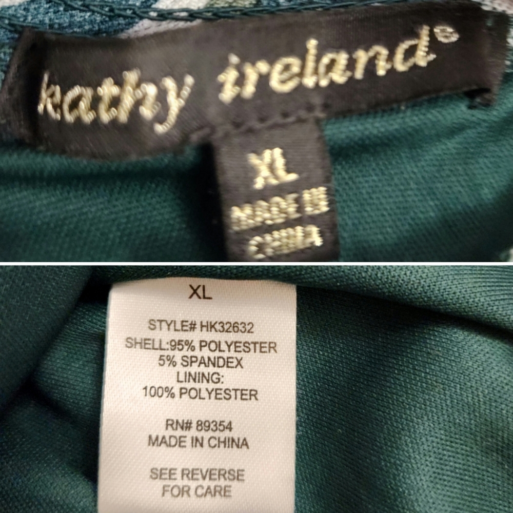🆕️Kathy Ireland Green and White Abstract Floral Print Blouse - Picture 10 of 11